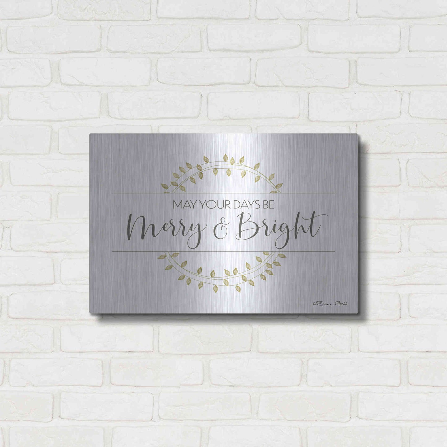 Luxe Metal Art 'Merry & Bright Wreath' by Susan Ball, Metal Wall Art,24x16