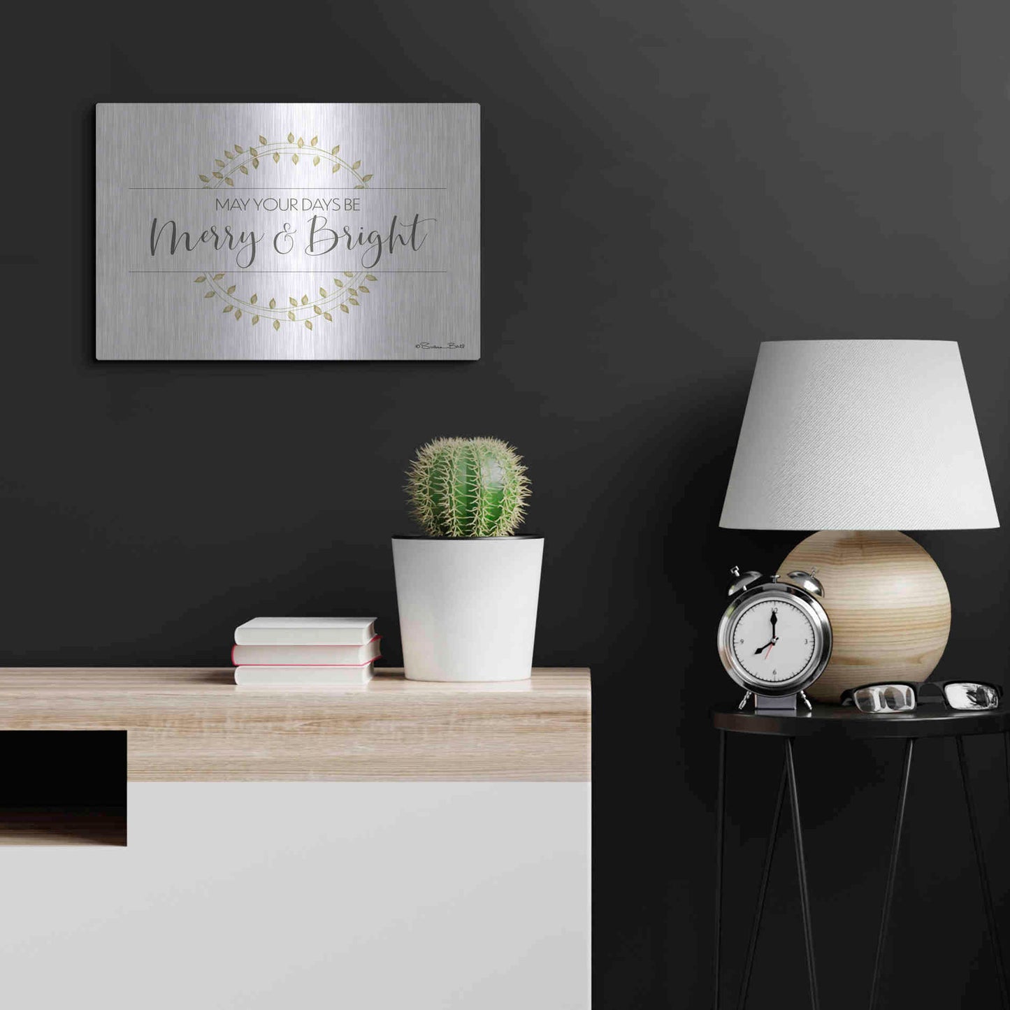 Luxe Metal Art 'Merry & Bright Wreath' by Susan Ball, Metal Wall Art,24x16