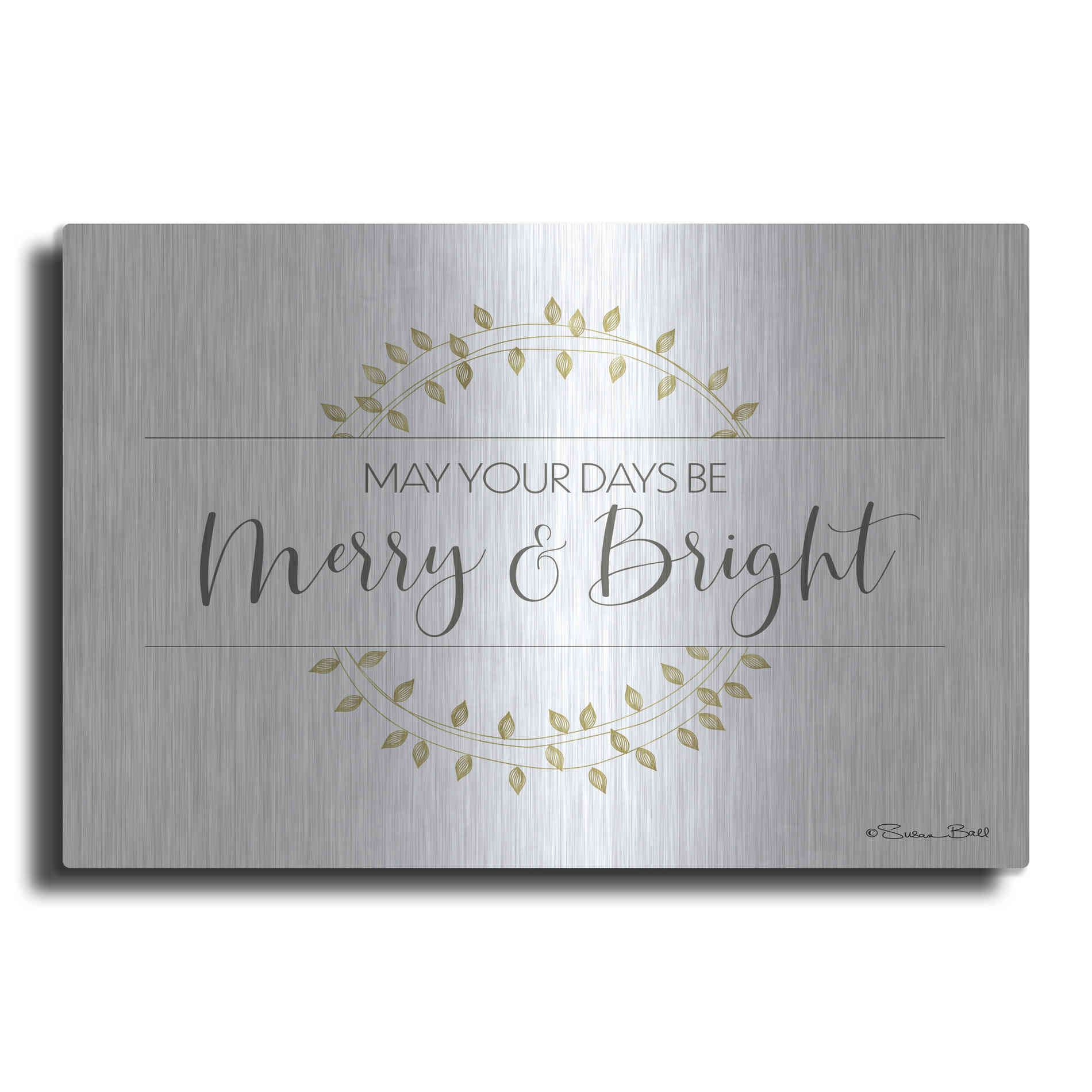 Luxe Metal Art 'Merry & Bright Wreath' by Susan Ball, Metal Wall Art