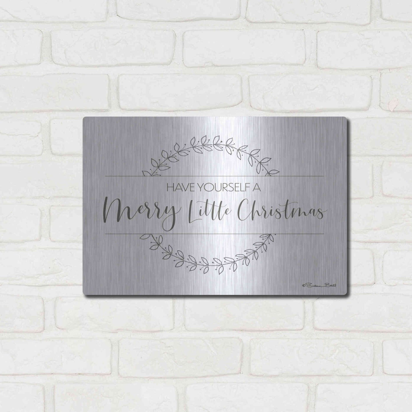Luxe Metal Art 'Merry Little Christmas' by Susan Ball, Metal Wall Art,16x12