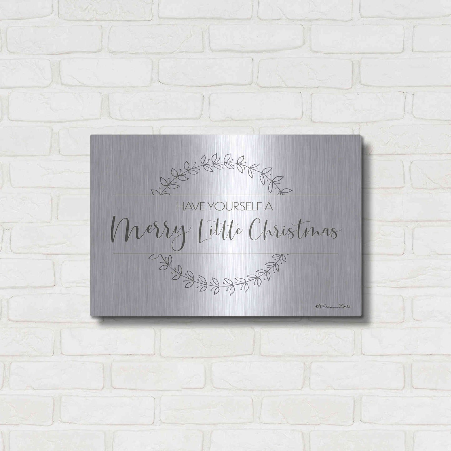 Luxe Metal Art 'Merry Little Christmas' by Susan Ball, Metal Wall Art,24x16