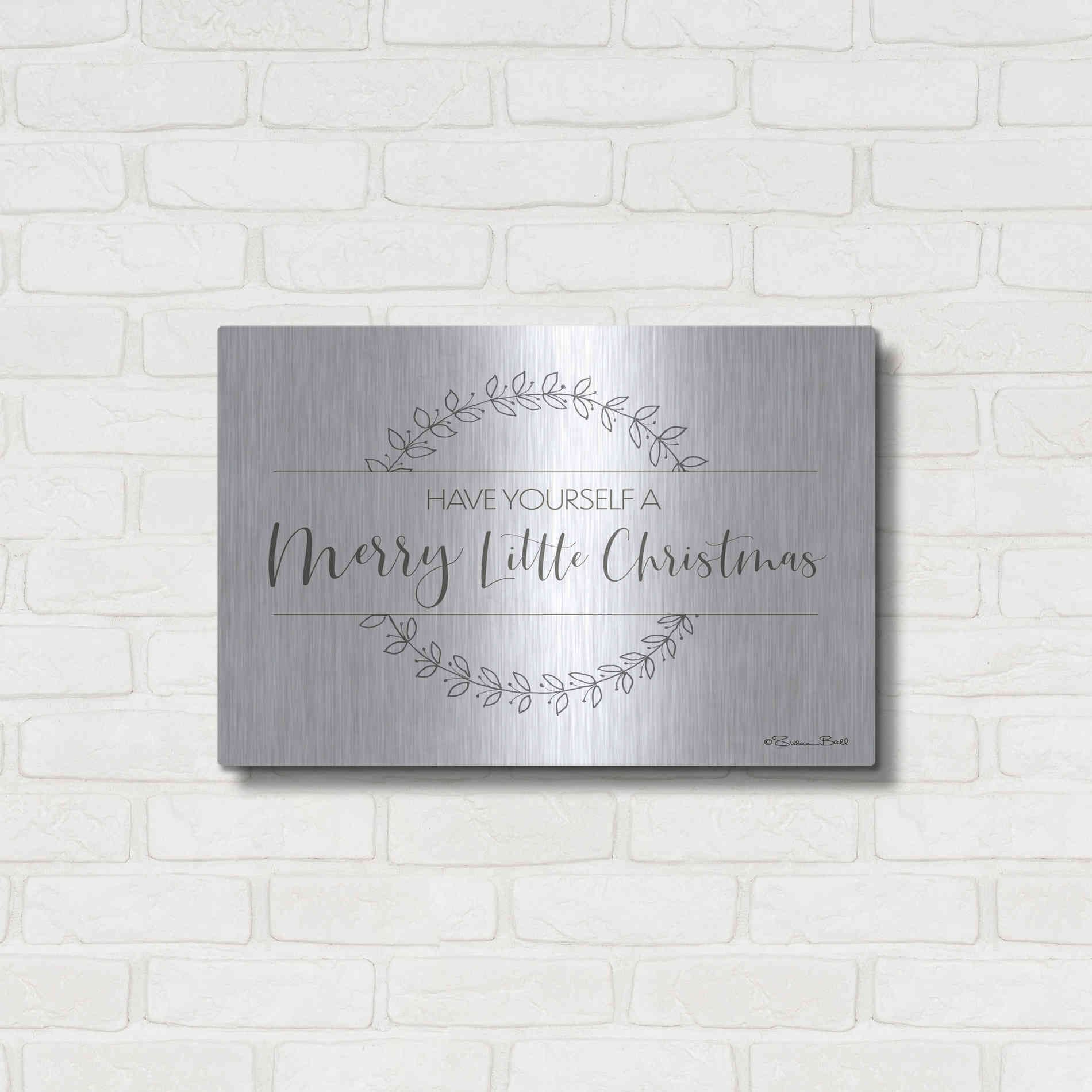 Luxe Metal Art 'Merry Little Christmas' by Susan Ball, Metal Wall Art,24x16