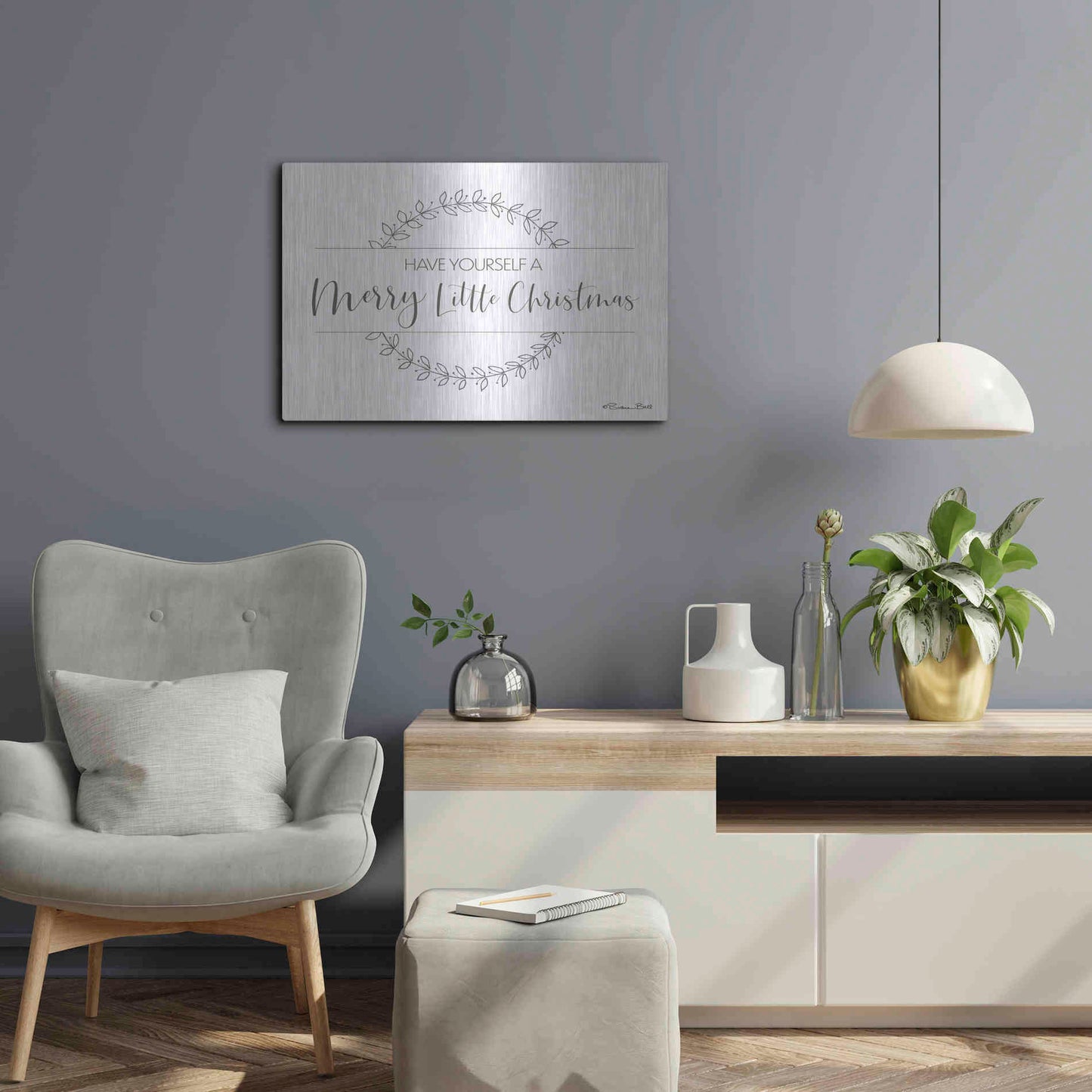 Luxe Metal Art 'Merry Little Christmas' by Susan Ball, Metal Wall Art,24x16