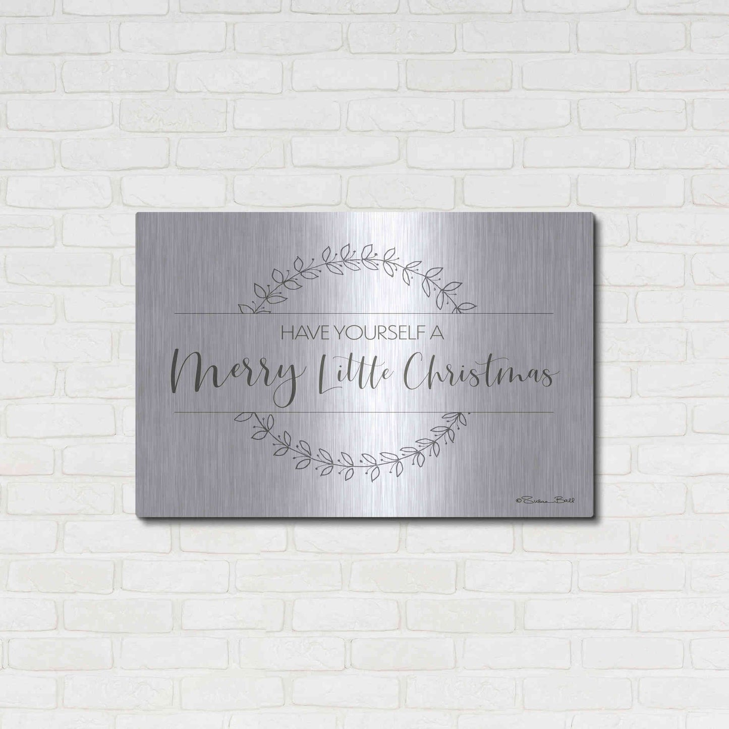 Luxe Metal Art 'Merry Little Christmas' by Susan Ball, Metal Wall Art,36x24