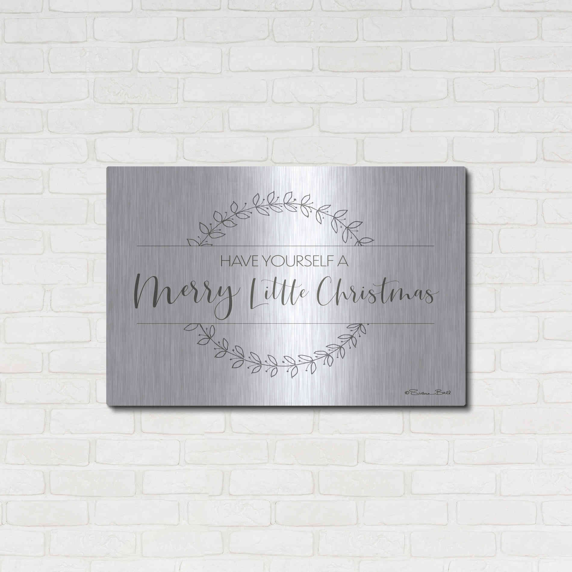 Luxe Metal Art 'Merry Little Christmas' by Susan Ball, Metal Wall Art,36x24