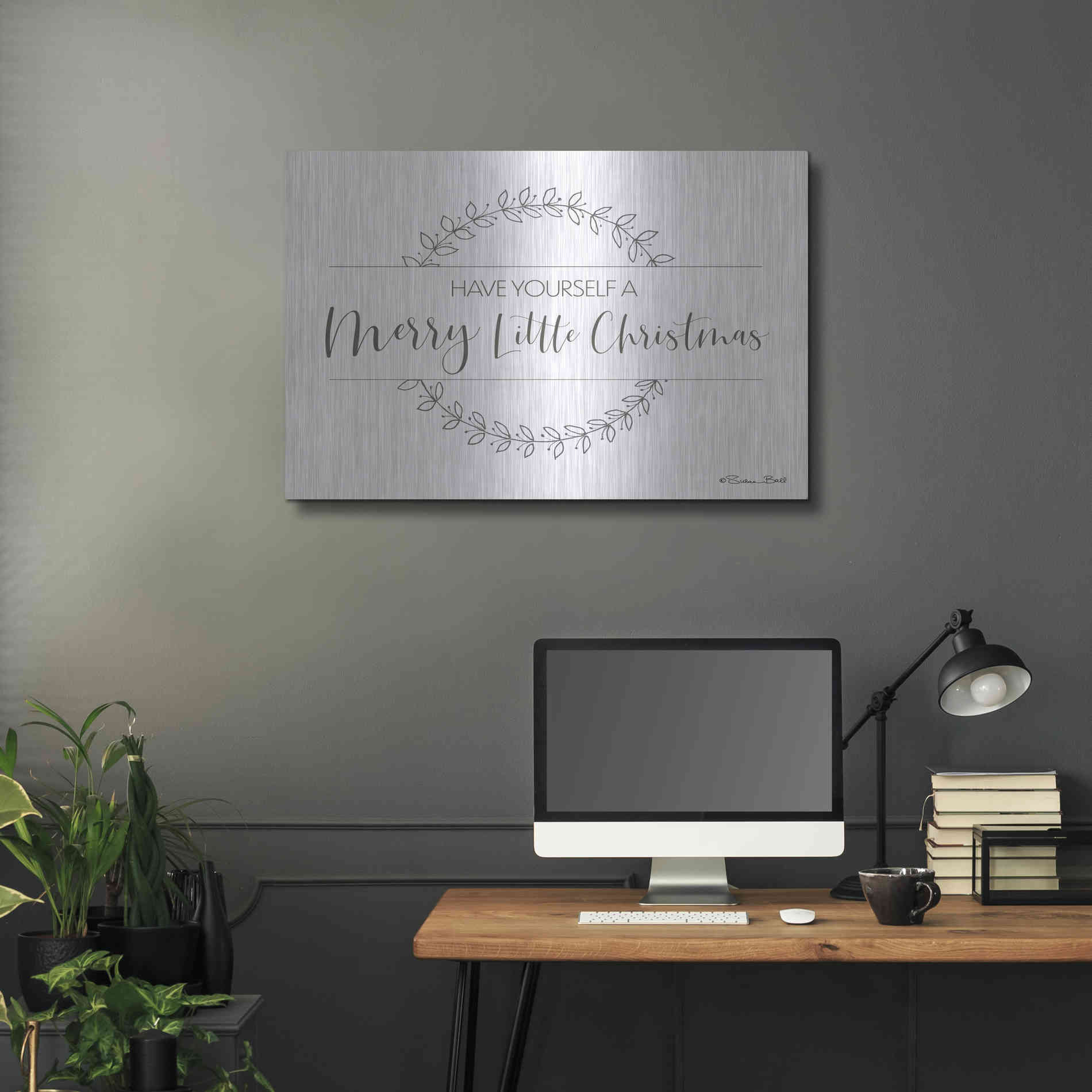 Luxe Metal Art 'Merry Little Christmas' by Susan Ball, Metal Wall Art,36x24