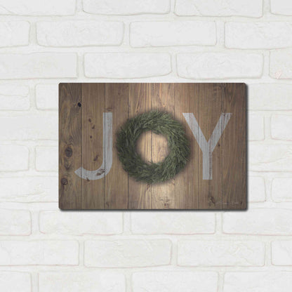 Luxe Metal Art 'Joy Cedar Wreath' by Susan Ball, Metal Wall Art,16x12