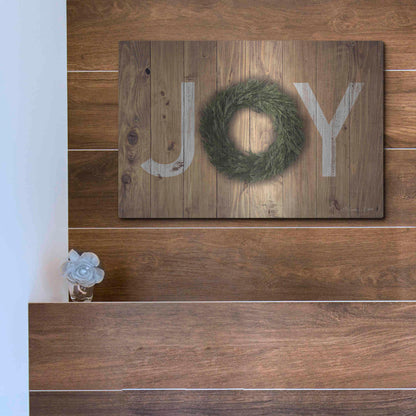 Luxe Metal Art 'Joy Cedar Wreath' by Susan Ball, Metal Wall Art,16x12