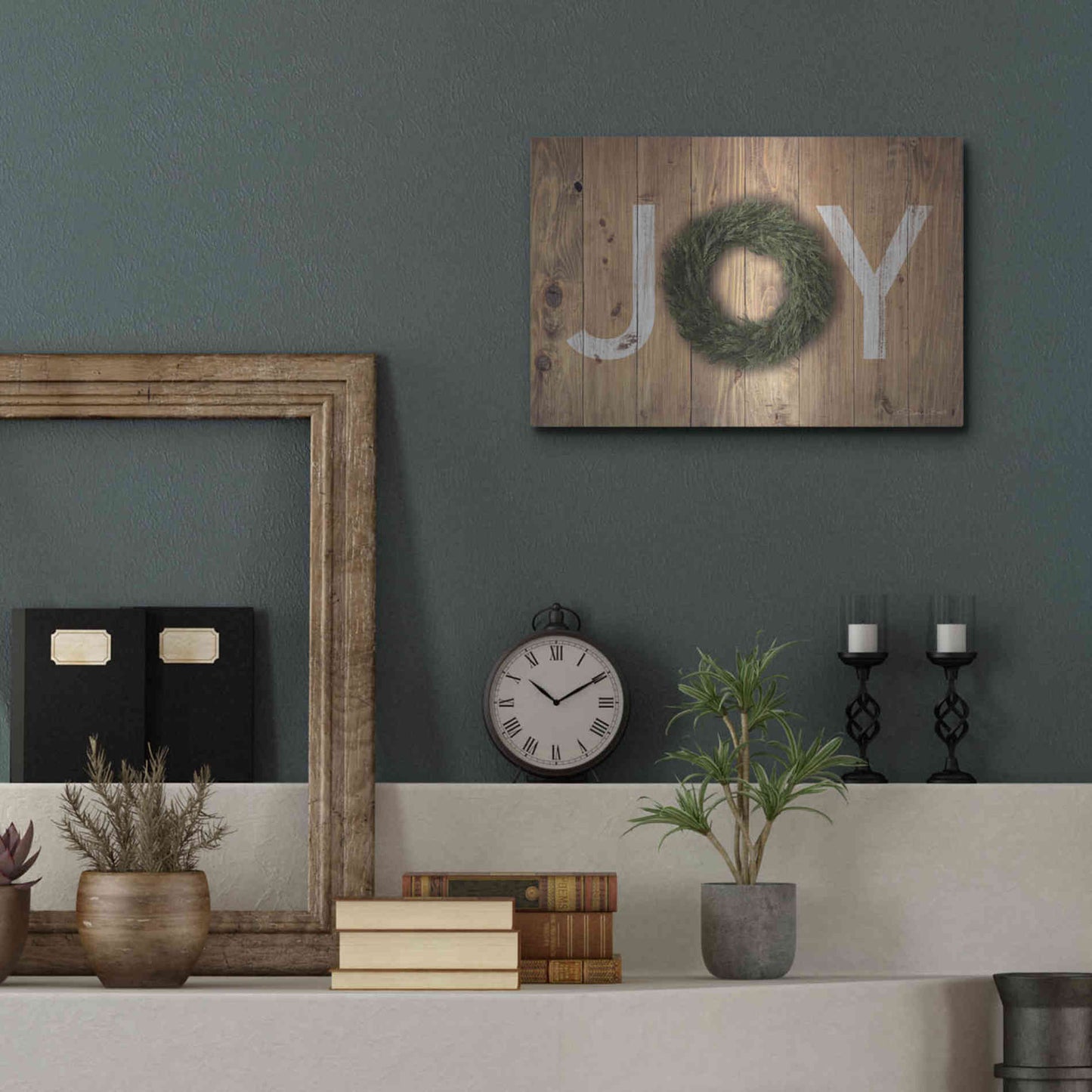 Luxe Metal Art 'Joy Cedar Wreath' by Susan Ball, Metal Wall Art,16x12