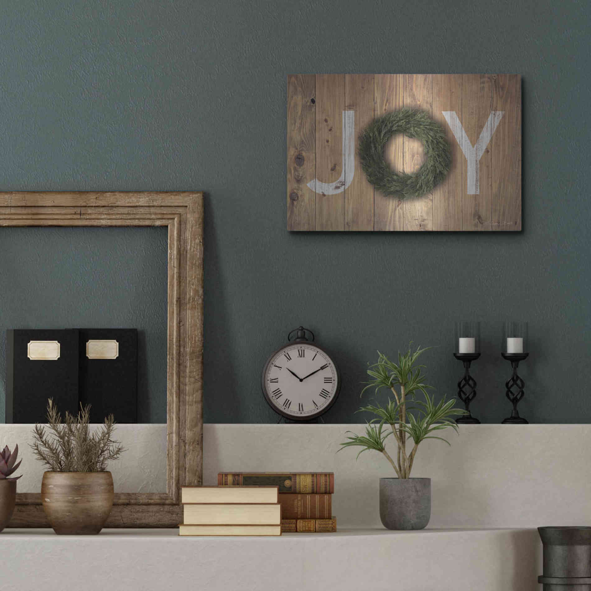 Luxe Metal Art 'Joy Cedar Wreath' by Susan Ball, Metal Wall Art,16x12