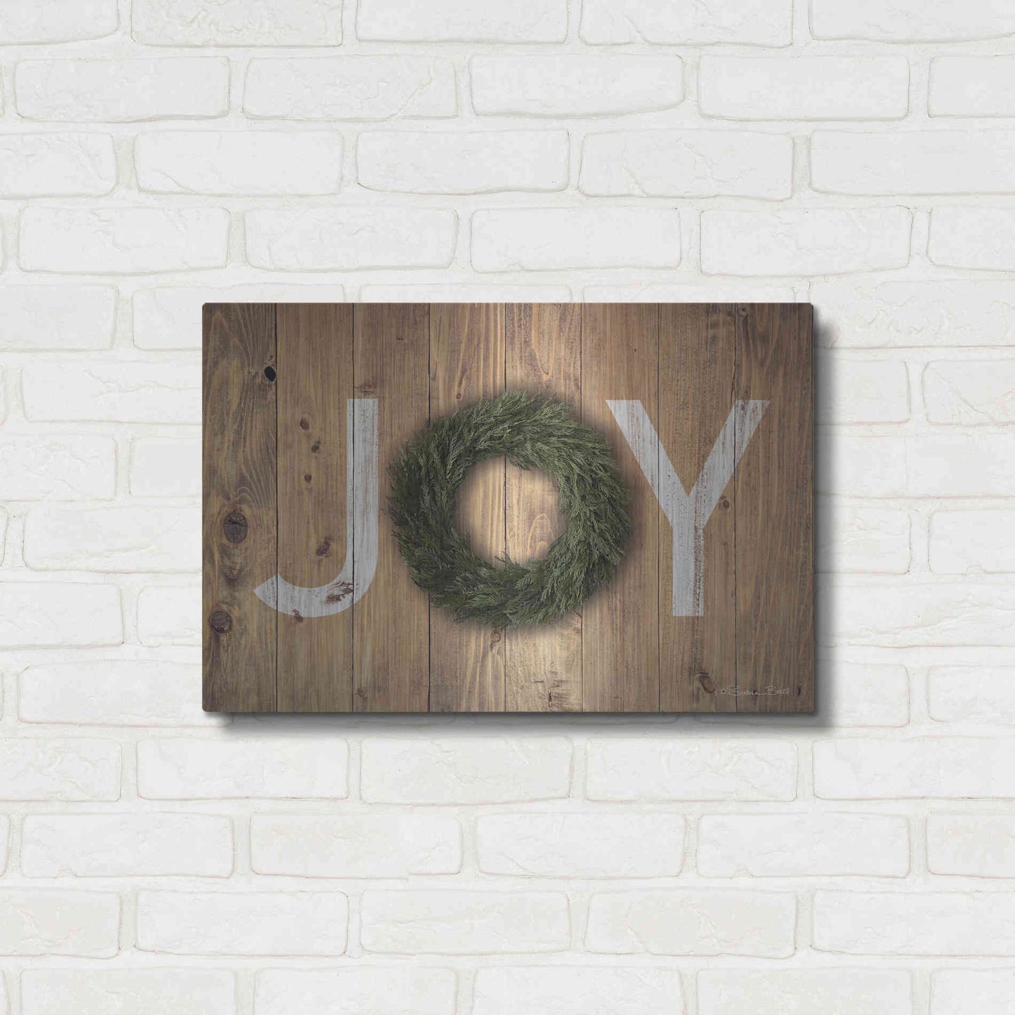 Luxe Metal Art 'Joy Cedar Wreath' by Susan Ball, Metal Wall Art,24x16