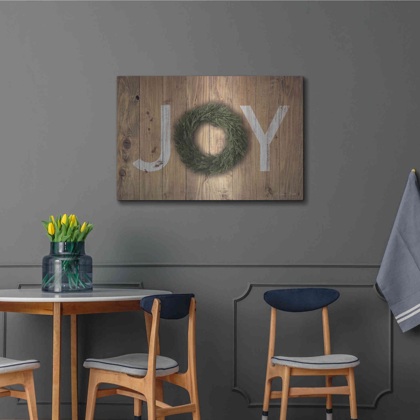 Luxe Metal Art 'Joy Cedar Wreath' by Susan Ball, Metal Wall Art,36x24
