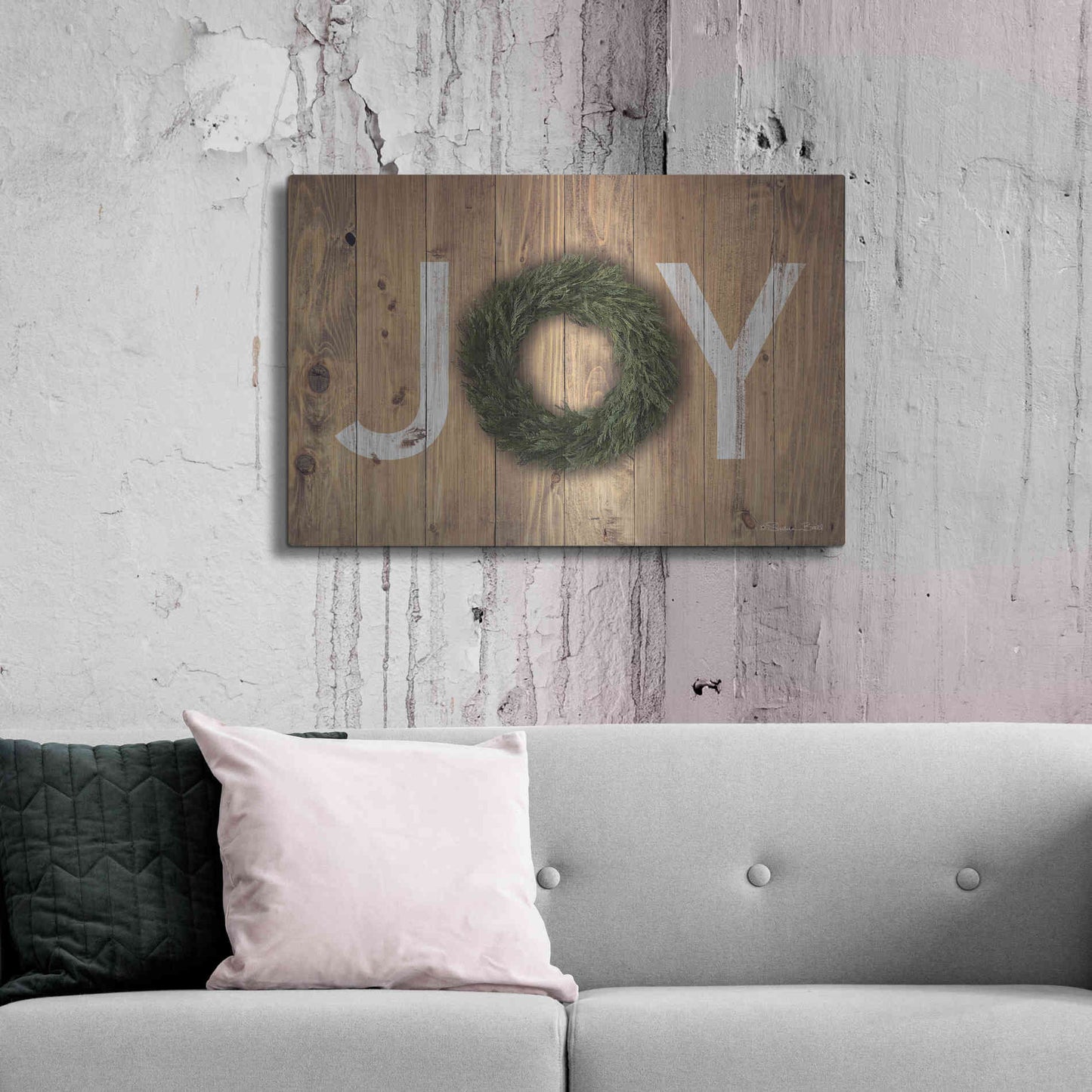 Luxe Metal Art 'Joy Cedar Wreath' by Susan Ball, Metal Wall Art,36x24