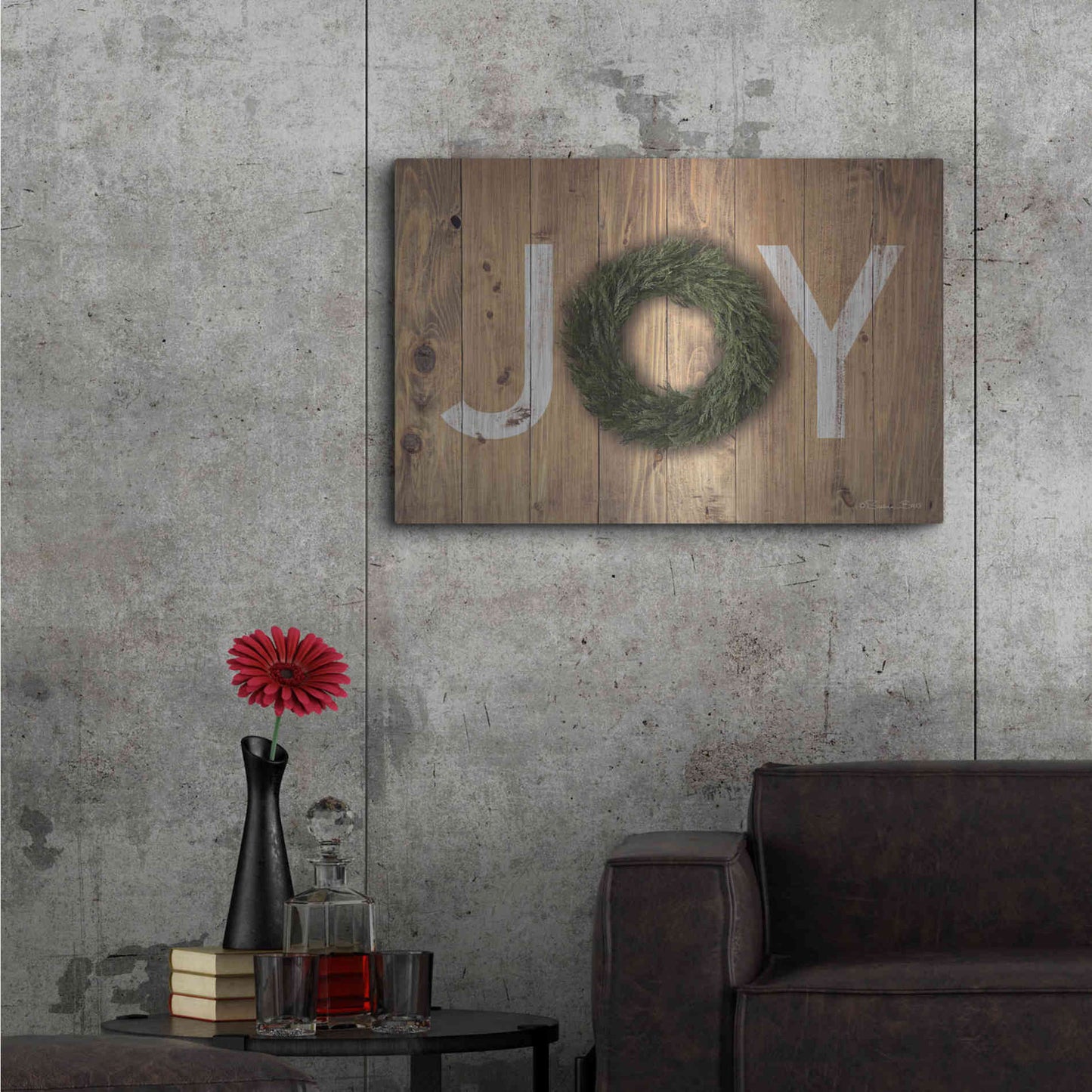 Luxe Metal Art 'Joy Cedar Wreath' by Susan Ball, Metal Wall Art,36x24