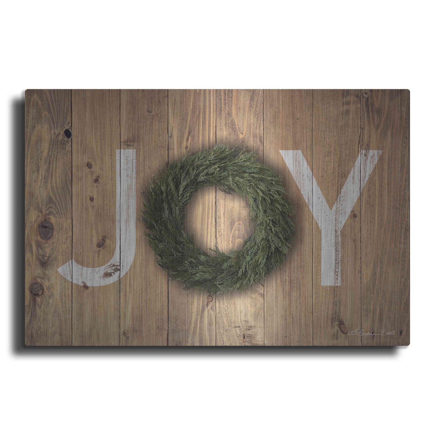 Luxe Metal Art 'Joy Cedar Wreath' by Susan Ball, Metal Wall Art