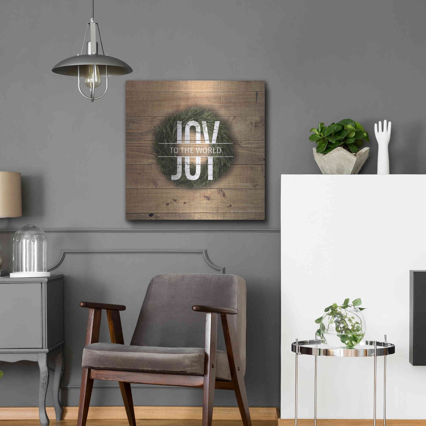 Luxe Metal Art 'Joy to the World with Wreath' by Susan Ball, Metal Wall Art,24x24
