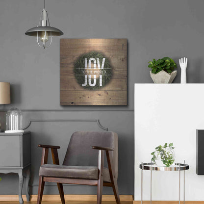Luxe Metal Art 'Joy to the World with Wreath' by Susan Ball, Metal Wall Art,24x24