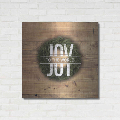 Luxe Metal Art 'Joy to the World with Wreath' by Susan Ball, Metal Wall Art,36x36