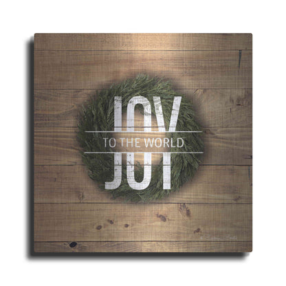 Luxe Metal Art 'Joy to the World with Wreath' by Susan Ball, Metal Wall Art