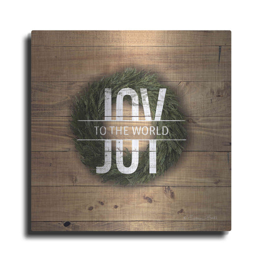 Luxe Metal Art 'Joy to the World with Wreath' by Susan Ball, Metal Wall Art