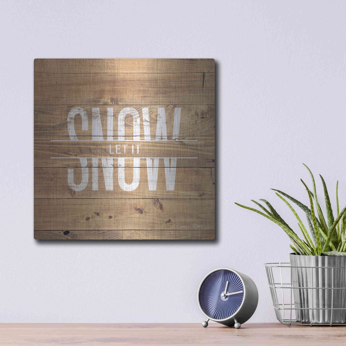 Luxe Metal Art 'Let it Snow' by Susan Ball, Metal Wall Art,12x12