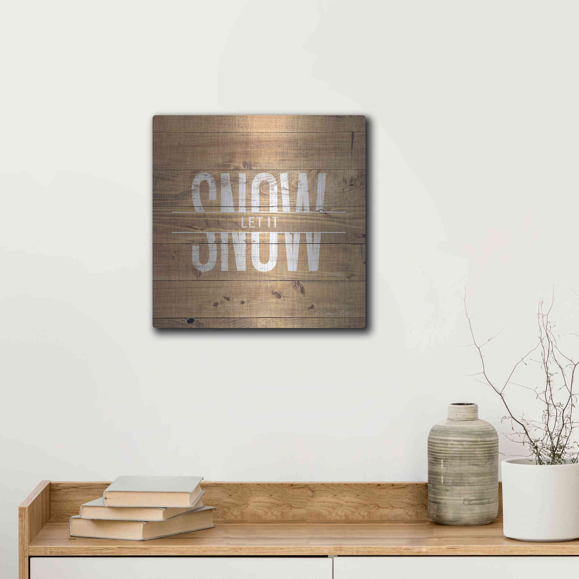 Luxe Metal Art 'Let it Snow' by Susan Ball, Metal Wall Art,12x12