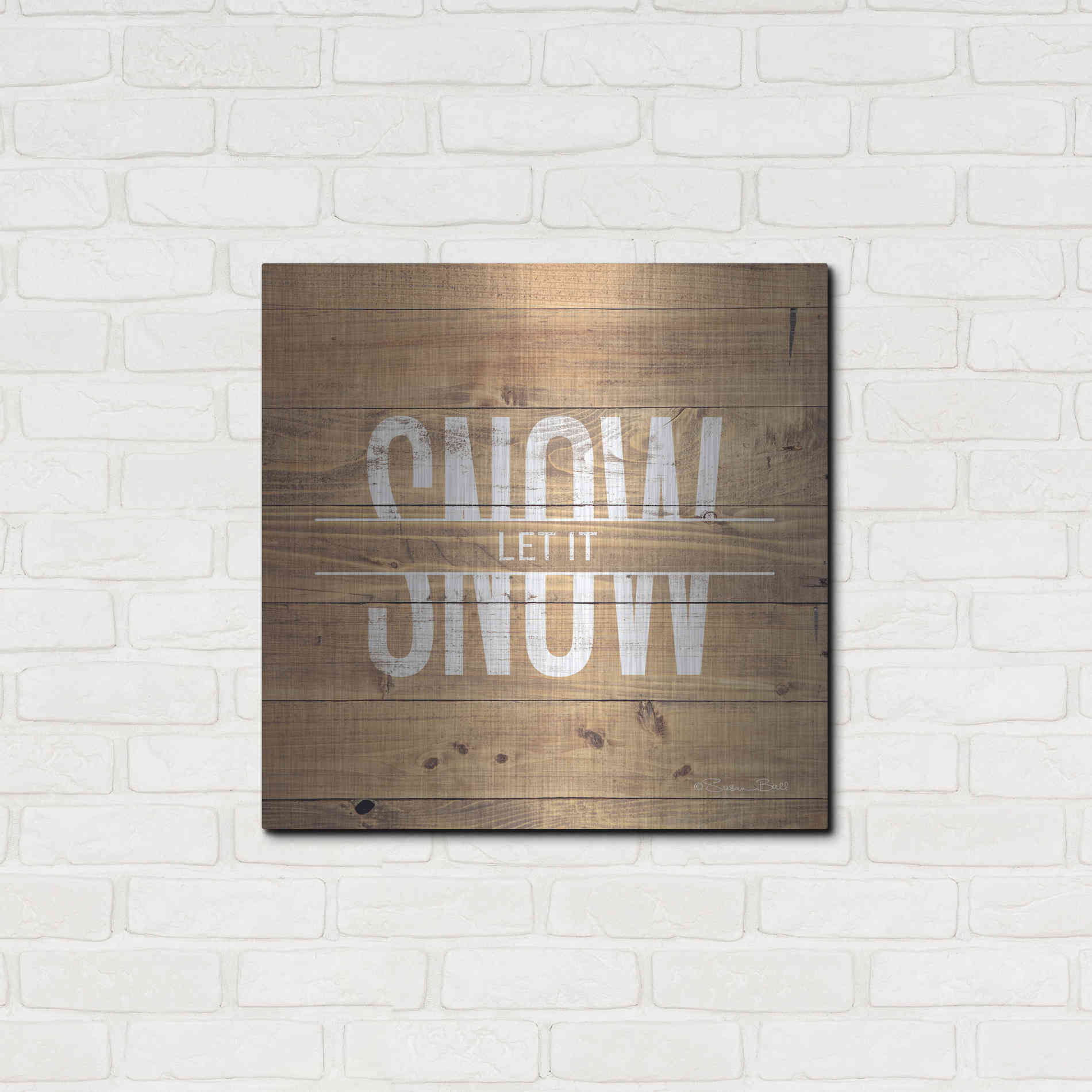 Luxe Metal Art 'Let it Snow' by Susan Ball, Metal Wall Art,24x24