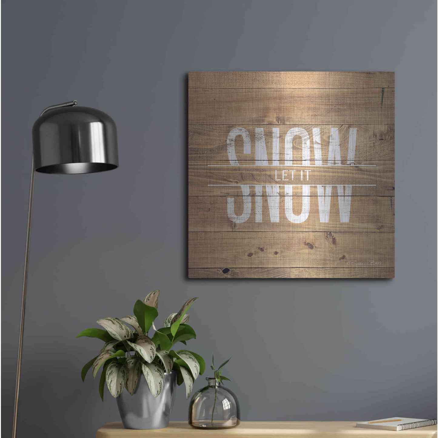 Luxe Metal Art 'Let it Snow' by Susan Ball, Metal Wall Art,24x24