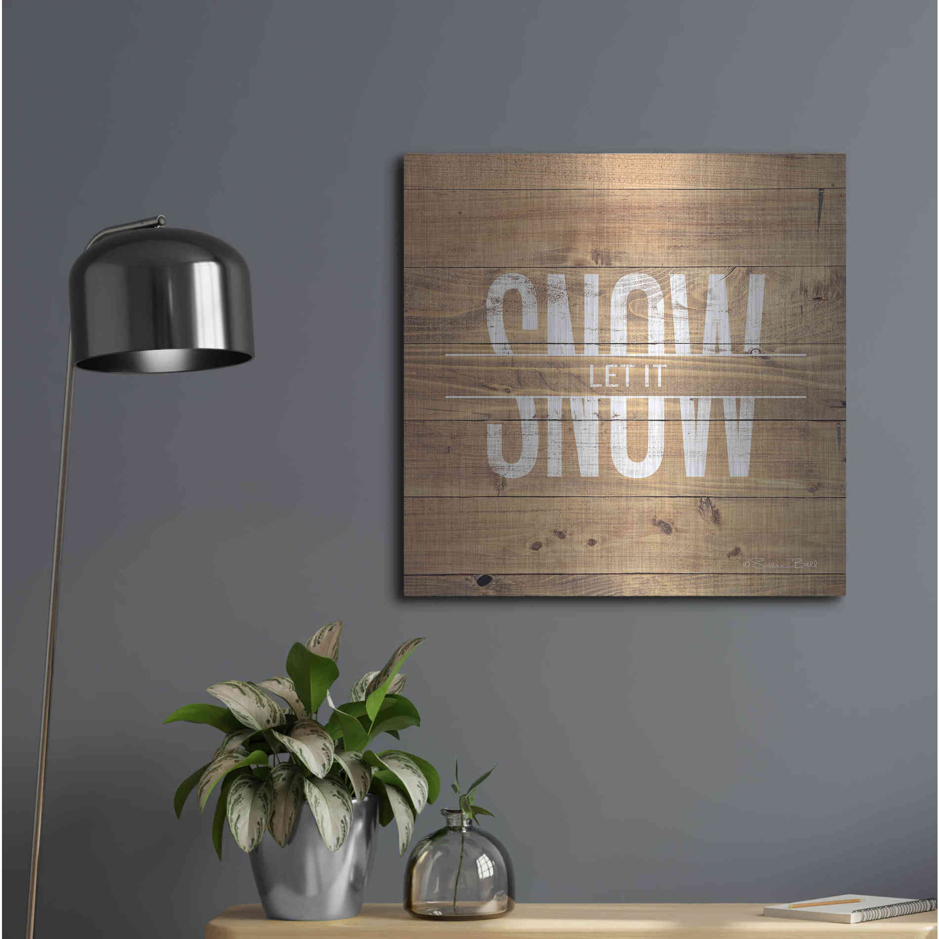 Luxe Metal Art 'Let it Snow' by Susan Ball, Metal Wall Art,24x24