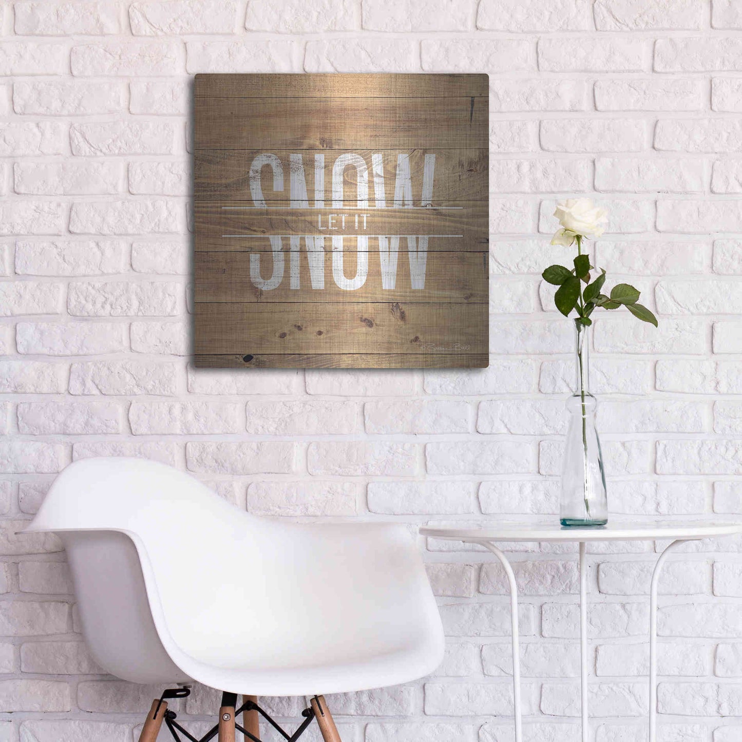 Luxe Metal Art 'Let it Snow' by Susan Ball, Metal Wall Art,24x24
