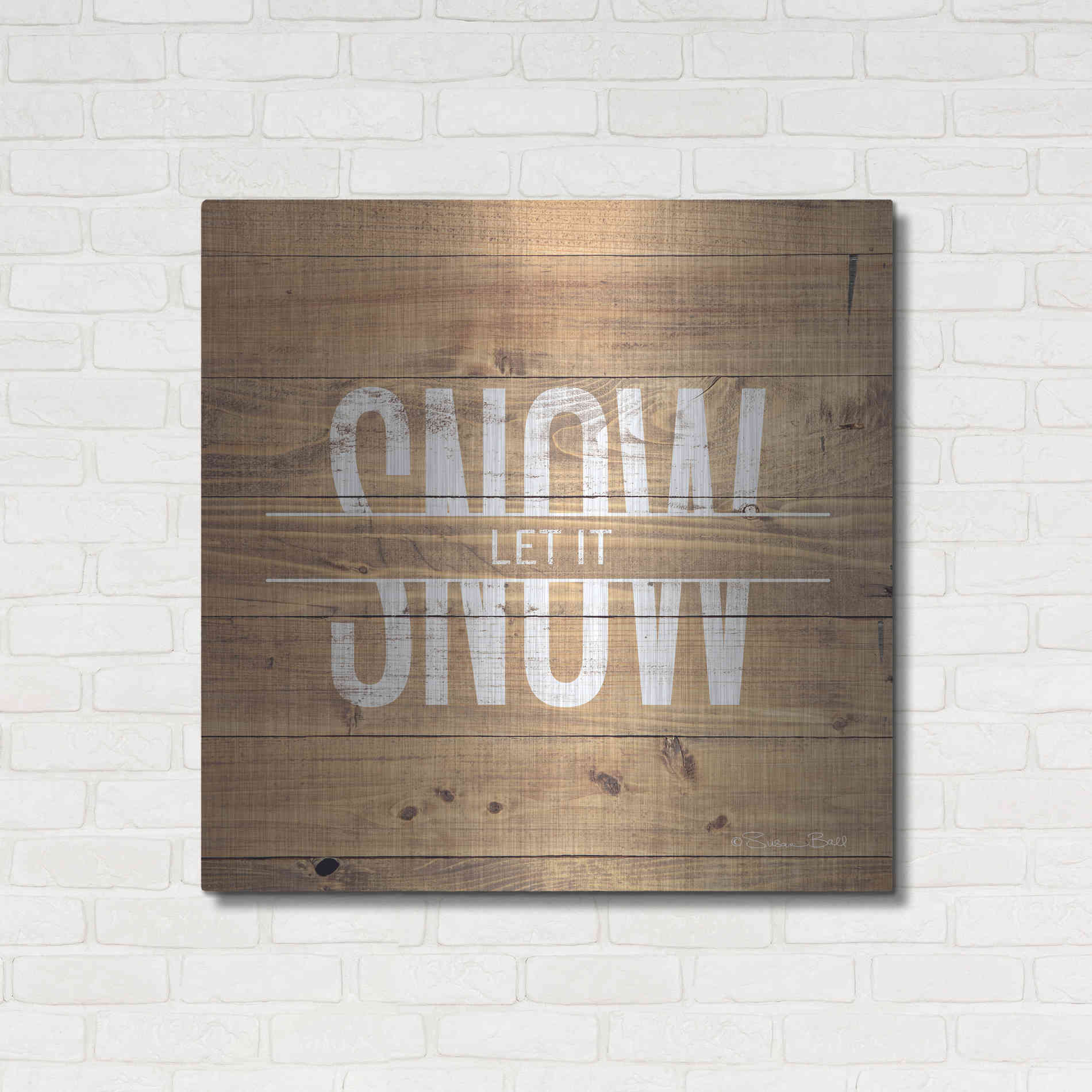 Luxe Metal Art 'Let it Snow' by Susan Ball, Metal Wall Art,36x36