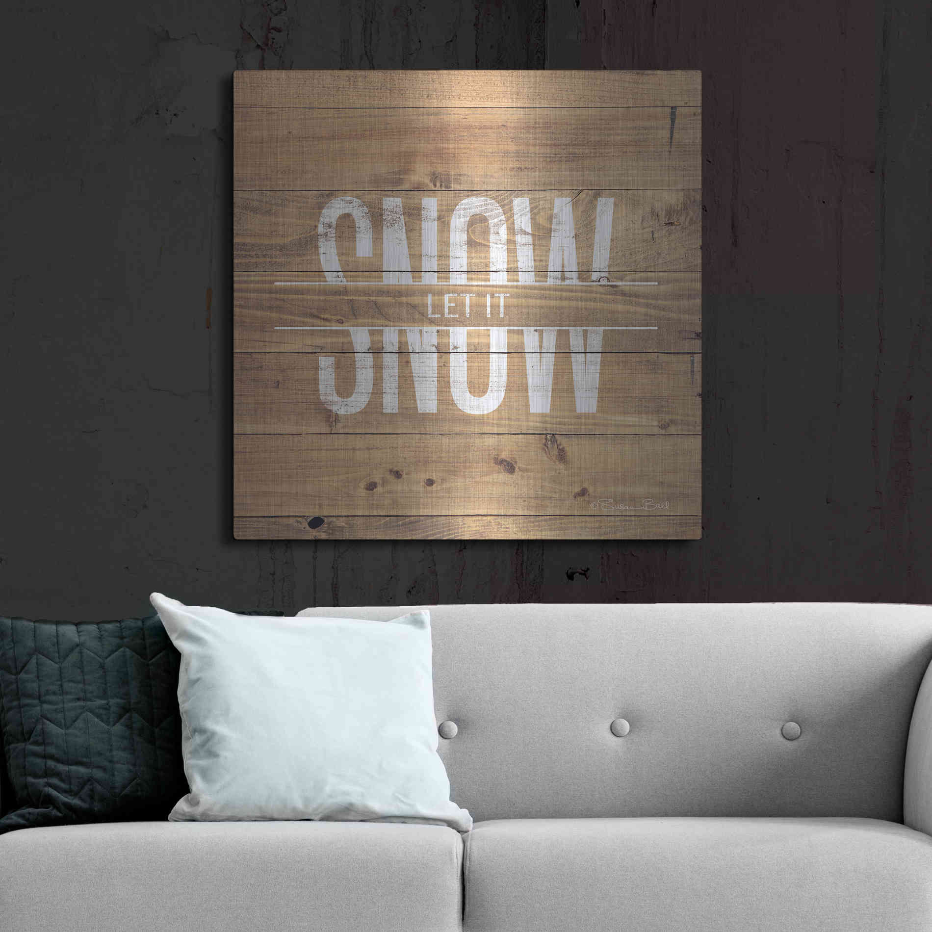 Luxe Metal Art 'Let it Snow' by Susan Ball, Metal Wall Art,36x36