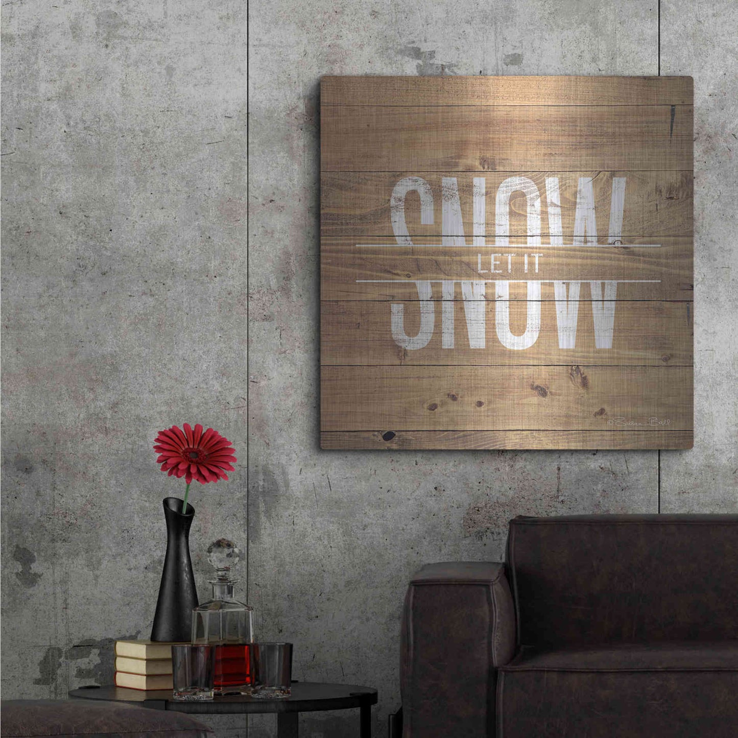 Luxe Metal Art 'Let it Snow' by Susan Ball, Metal Wall Art,36x36