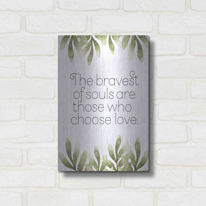 Luxe Metal Art 'Greenery Bravest of Souls' by Susan Ball, Metal Wall Art,12x16