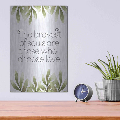 Luxe Metal Art 'Greenery Bravest of Souls' by Susan Ball, Metal Wall Art,12x16