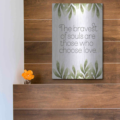 Luxe Metal Art 'Greenery Bravest of Souls' by Susan Ball, Metal Wall Art,12x16