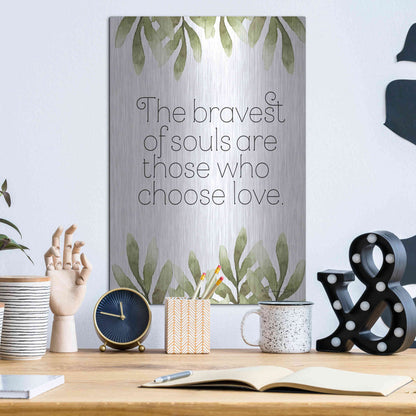 Luxe Metal Art 'Greenery Bravest of Souls' by Susan Ball, Metal Wall Art,12x16