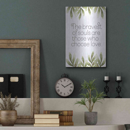 Luxe Metal Art 'Greenery Bravest of Souls' by Susan Ball, Metal Wall Art,12x16