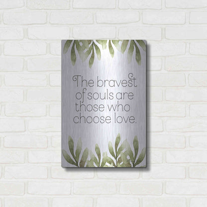 Luxe Metal Art 'Greenery Bravest of Souls' by Susan Ball, Metal Wall Art,16x24