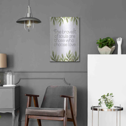 Luxe Metal Art 'Greenery Bravest of Souls' by Susan Ball, Metal Wall Art,16x24