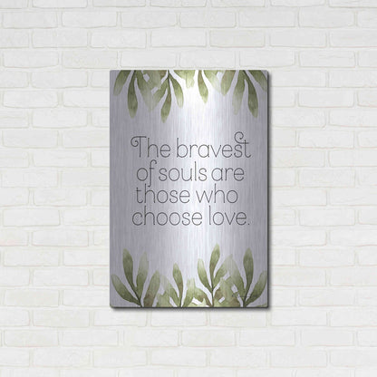 Luxe Metal Art 'Greenery Bravest of Souls' by Susan Ball, Metal Wall Art,24x36