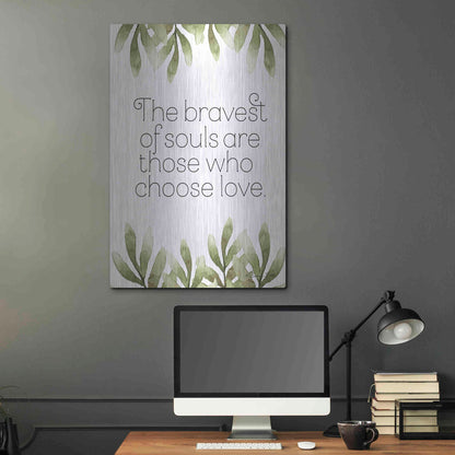 Luxe Metal Art 'Greenery Bravest of Souls' by Susan Ball, Metal Wall Art,24x36