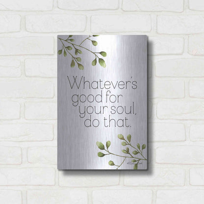 Luxe Metal Art 'Greenery Good for Your Soul' by Susan Ball, Metal Wall Art,12x16