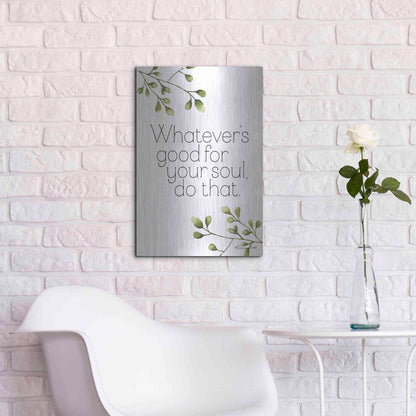 Luxe Metal Art 'Greenery Good for Your Soul' by Susan Ball, Metal Wall Art,16x24