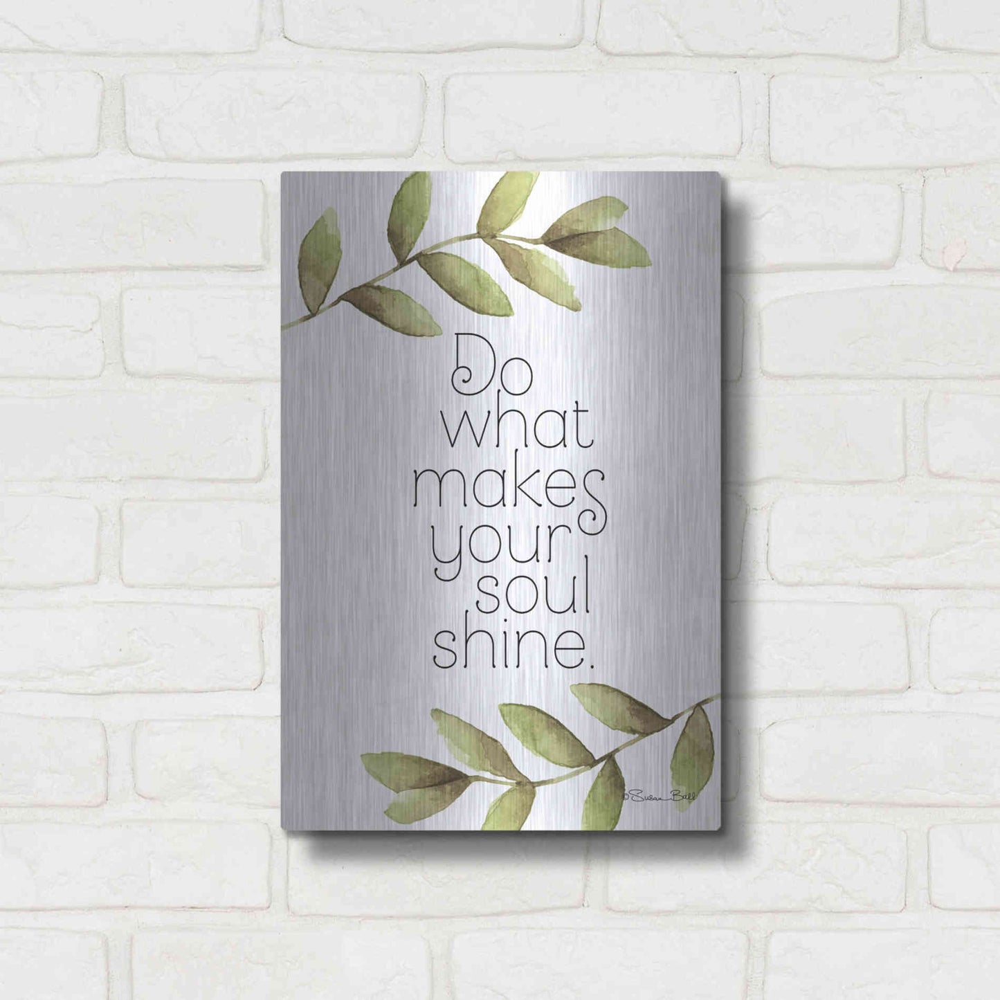 Luxe Metal Art 'Greenery Soul Shine' by Susan Ball, Metal Wall Art,12x16