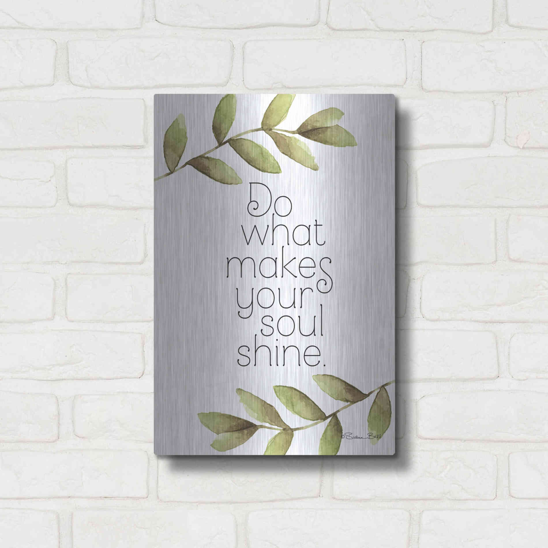 Luxe Metal Art 'Greenery Soul Shine' by Susan Ball, Metal Wall Art,12x16