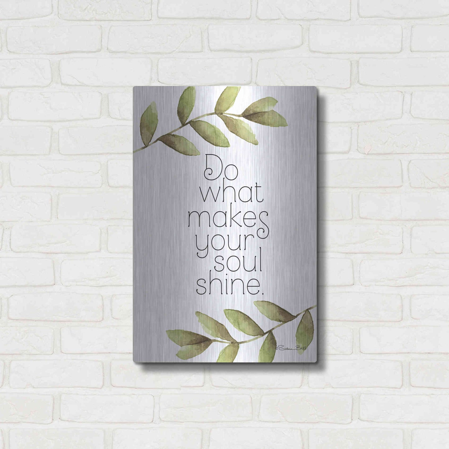 Luxe Metal Art 'Greenery Soul Shine' by Susan Ball, Metal Wall Art,16x24