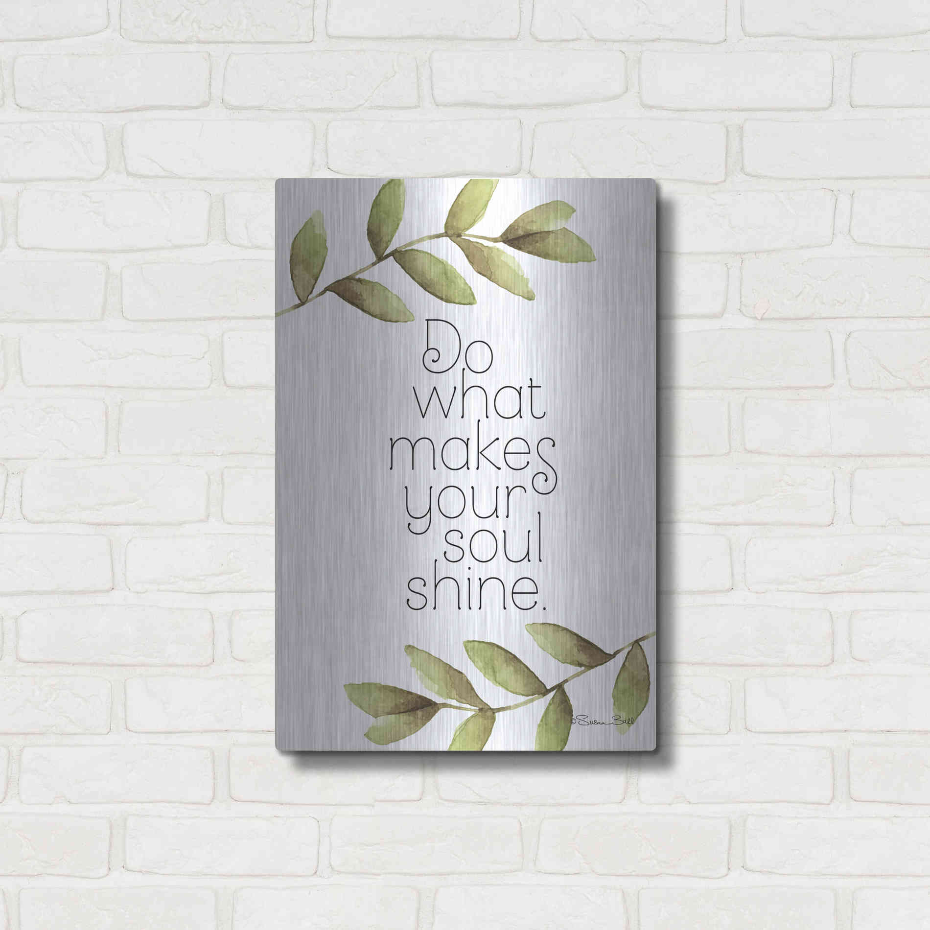 Luxe Metal Art 'Greenery Soul Shine' by Susan Ball, Metal Wall Art,16x24