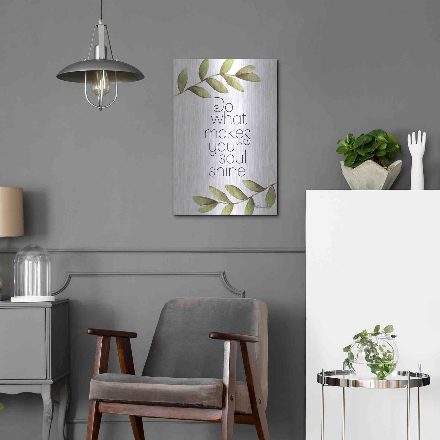 Luxe Metal Art 'Greenery Soul Shine' by Susan Ball, Metal Wall Art,16x24