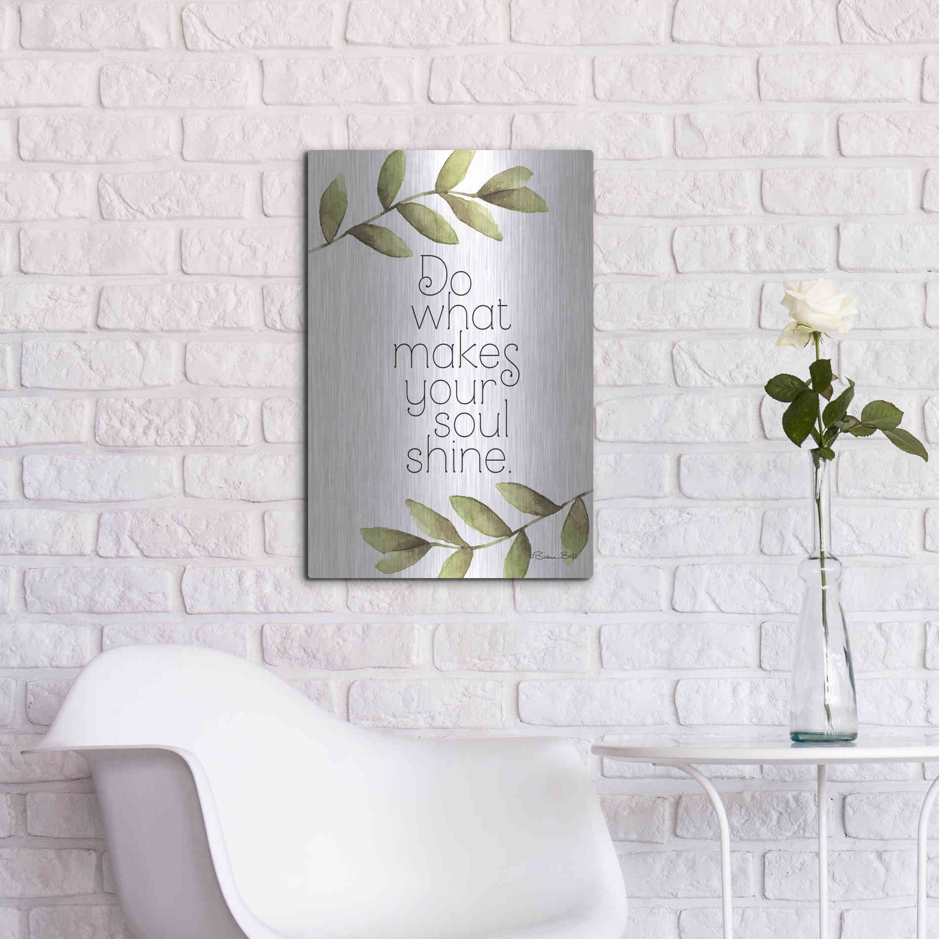 Luxe Metal Art 'Greenery Soul Shine' by Susan Ball, Metal Wall Art,16x24